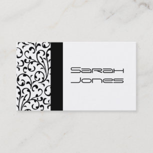 Elegant Black and White Damask Busines Card