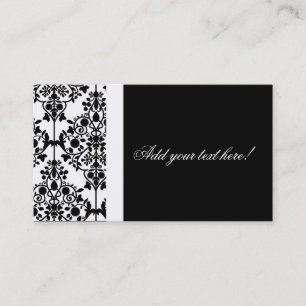 Elegant Black and White Damask Business Card
