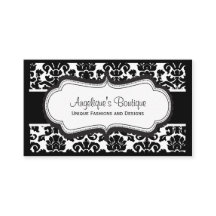Elegant Black and White Damask Business Cards