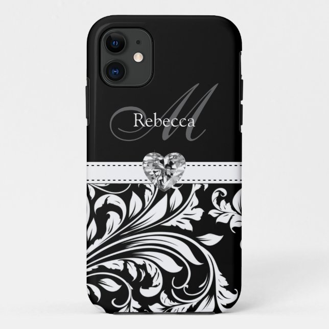 Elegant Black and White Damask Case-Mate iPhone Case (Back)