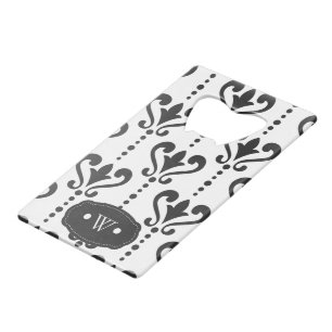 Elegant Black and White Damask Monogram