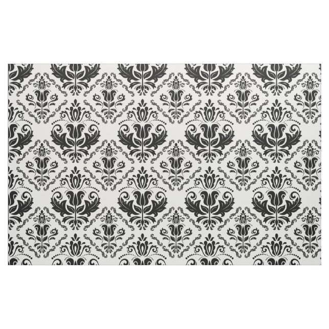 Elegant Black and White Damask Pattern Fabric (Fat Quarter)
