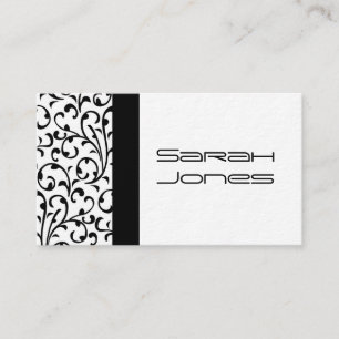 Elegant Black and White Damask Professional Business Card