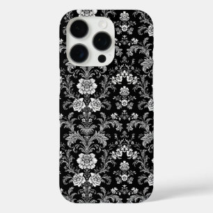 Elegant Black and White Damask - Vintage Baroque iPhone 16 Pro Case