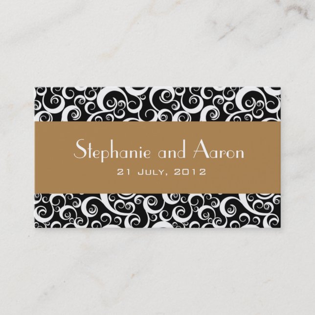 Elegant Black and White Damask Wedding Card (Front)