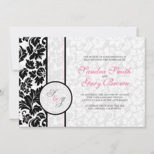 Elegant Black and White Damasks Wedding  Invitation