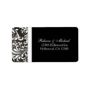 Elegant Black and White Damsk Address Labels