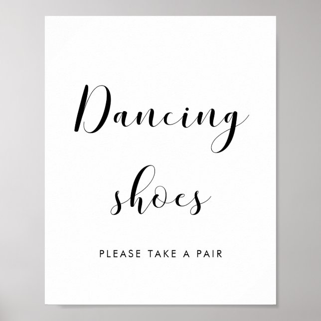 Elegant black and white Dancing shoes wedding sign (Front)
