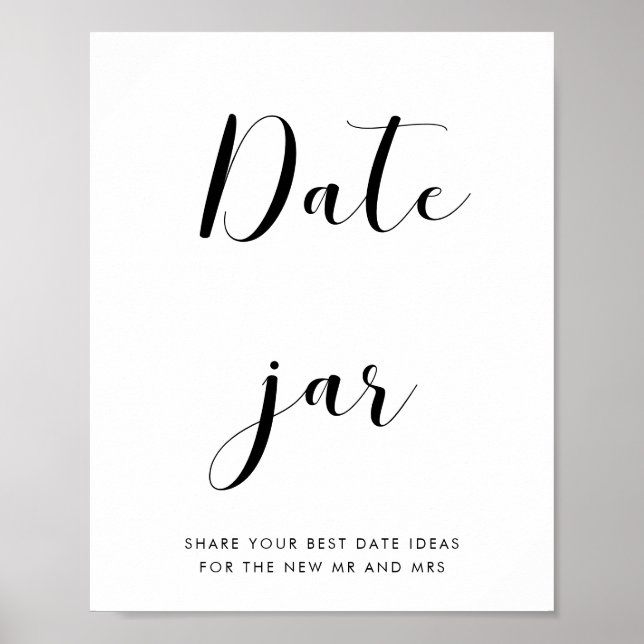 Elegant black and white Date jar wedding sign (Front)
