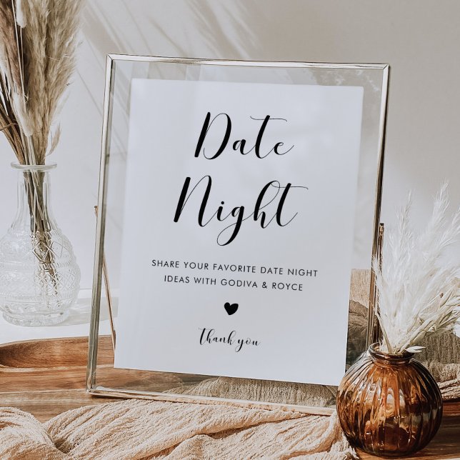 Elegant Black and White Date night ideas sign (Creator Uploaded)