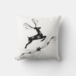 Elegant Black and White Deer Christmas Pillow