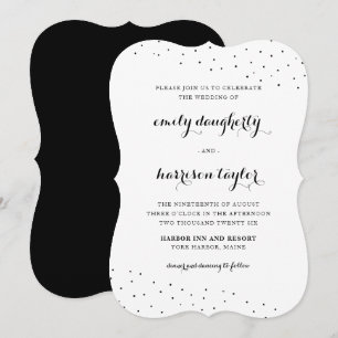 Elegant Black and White Delicate Dots Wedding Invitation