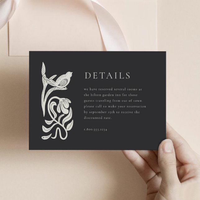 Elegant Black and White Details Enclosure Card (Elegant Black and White Wedding Enclosure Card)