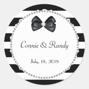 Elegant Black and White Diamond Wedding Sticker