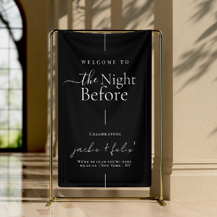 Elegant Black And White Dinner Rehearsal Welcome Banner