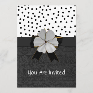 Elegant Black and White Engagment Party Invitation