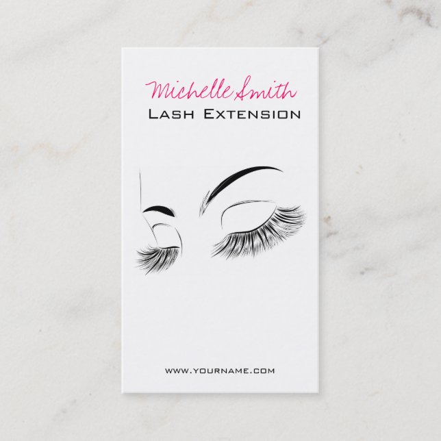 Elegant Black and White Eyelashes Drawing Lash Bar Business Card (Front)