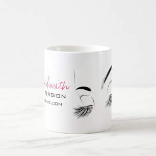 Elegant Black and White Eyelashes Drawing Lash Bar Coffee Mug