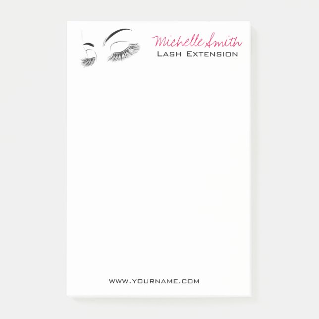 Elegant Black and White Eyelashes Drawing Lash Bar Post-it Notes (Front)