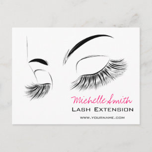 Elegant Black and White Eyelashes Drawing Lash Bar Postcard