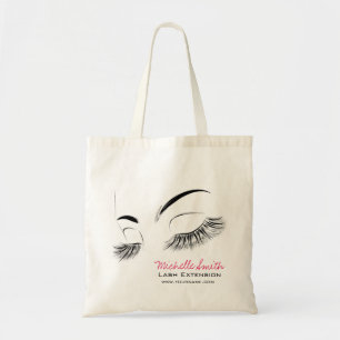 Elegant Black and White Eyelashes Drawing Lash Bar Tote Bag