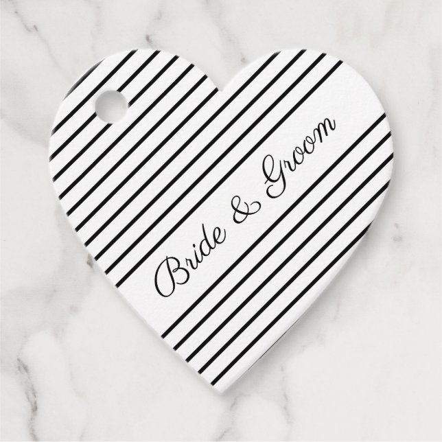 Elegant Black And White Favour Tags (Front)