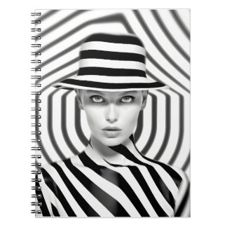Elegant Black And White Female Art Illustration Notebook