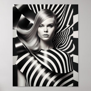 Elegant Black And White Female Art Illustration Poster
