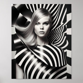 Elegant Black And White Female Art Illustration Poster