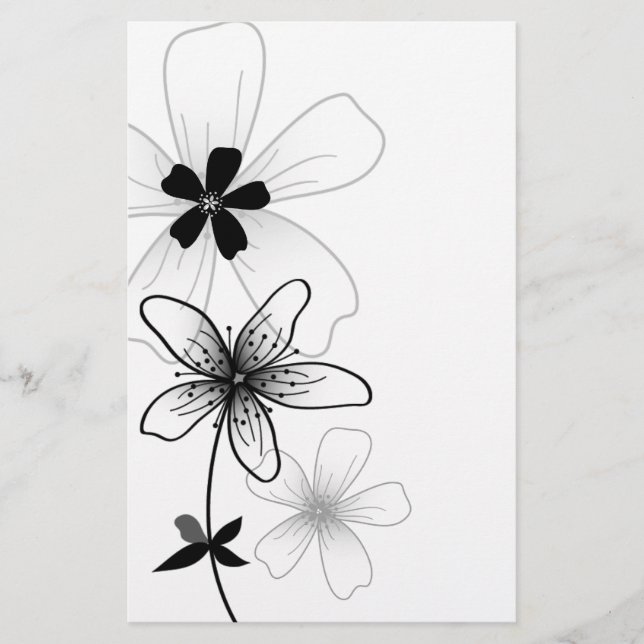 Elegant Black and White Floral (Front)