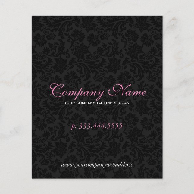 Elegant Black And White Floral Damasks 2 Flyer (Front)