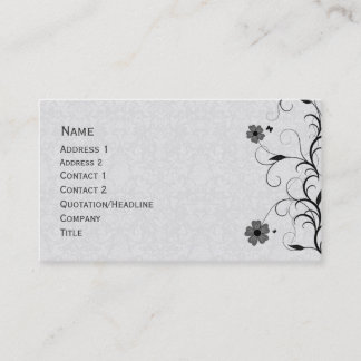 Elegant black and white floral design business card