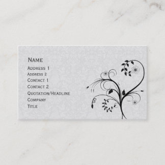 Elegant black and white floral design business card