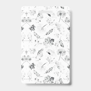 Elegant black and white floral design showcasing d ID badge