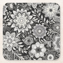 Elegant Black and White Floral Lace Pattern