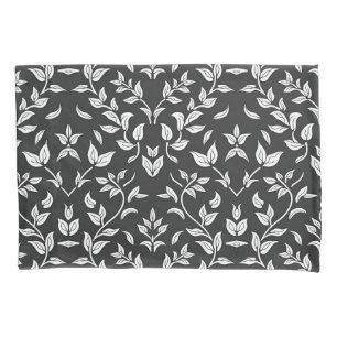 Elegant Black and White Floral Pattern Pillowcase