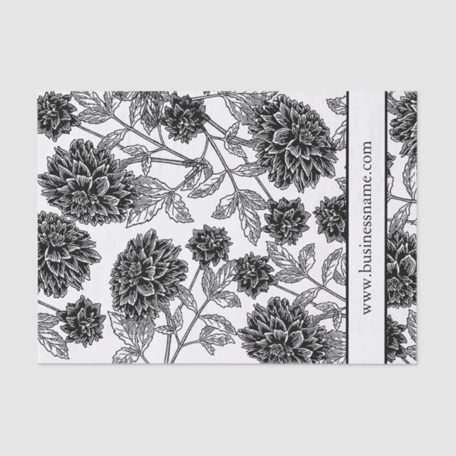 Elegant Black and White Floral Tissue Paper (Front)