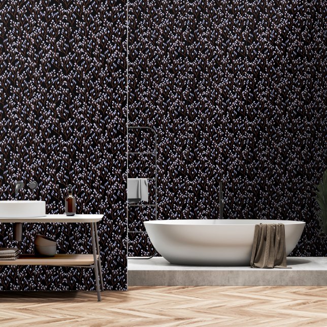 Elegant Black and White Floral Wallpaper (Bathroom)