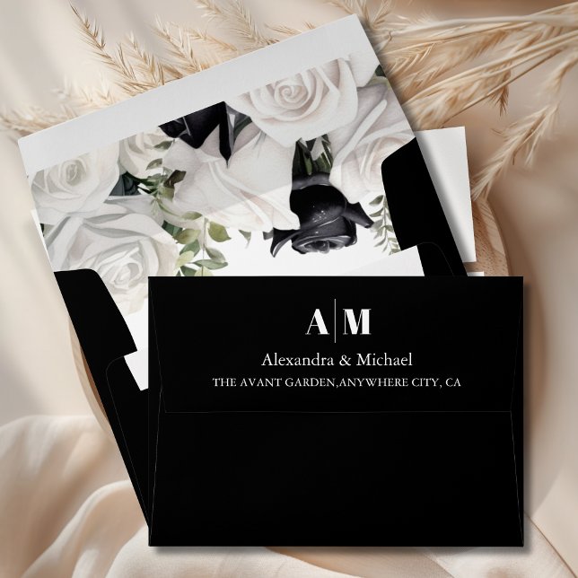 Elegant Black and White Floral Wedding Envelope (Creator Uploaded)