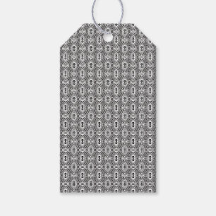 Elegant Black and White Folk Floral Seamless Patte Gift Tags