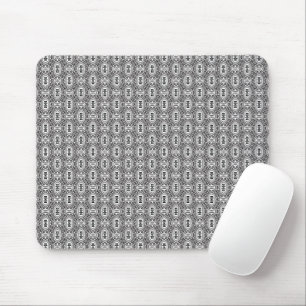 Elegant Black and White Folk Floral Seamless Patte Mouse Mat