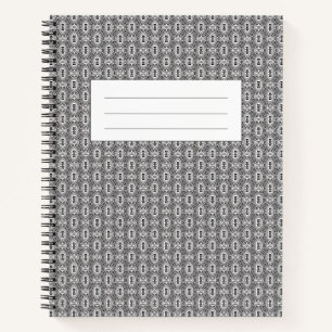 Elegant Black and White Folk Floral Seamless Patte Notebook