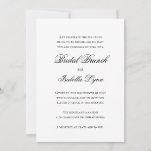 Elegant Black and White Formal Bridal Brunch Invitation