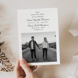 Elegant Black and White Formal Calligraphy Save The Date