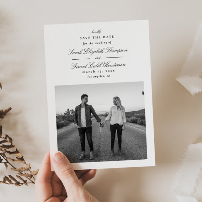Elegant Black and White Formal Calligraphy Save The Date (Creator Uploaded)