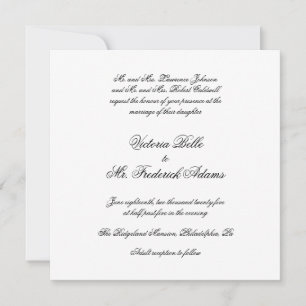 Elegant Black and White Formal Calligraphy Wedding Invitation