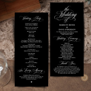 Elegant Black and White Formal Wedding Ceremony Programme