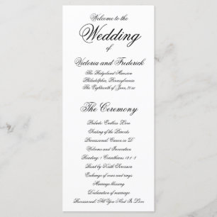 Elegant Black and White Formal Wedding Programme