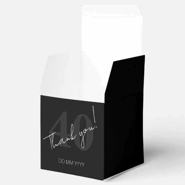 Elegant Black and White Forty 40th Birthday Favour Box (Opened)