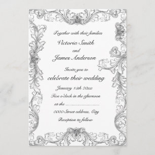 Elegant black and white frame wedding inviations invitation